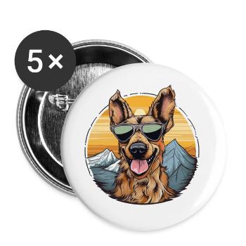 Cool dog with sunglasses - Buttons large 2.2''/56 mm (5-pack) - white - Front