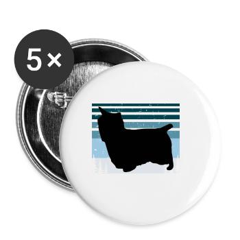 Australian Silky Terrier Dog Silhouette Retro Sun - Buttons large 2.2''/56 mm (5-pack) - white - Front