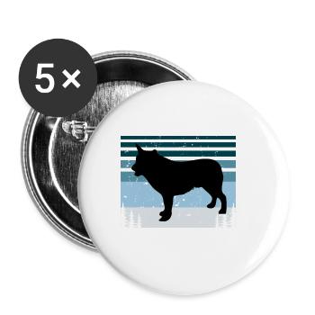Bouvier australien Love Silhouette Retro Sunset - Lot de 5 grands badges (56 mm) - blanc - Devant