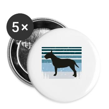 Bull Terrier Dog Lover Silhouette Vintage Sunset - Lot de 5 grands badges (56 mm) - blanc - Devant