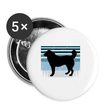 Bucovina Berger Chien Amour Silhouette Rétro Coucher de Soleil - Lot de 5 grands badges (56 mm) - blanc - Devant