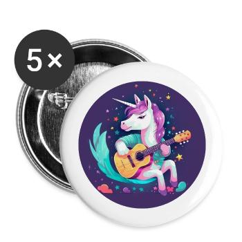 Unicorn Guitar Sunset - Buttons large 2.2''/56 mm (5-pack) - white - Front