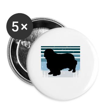 Clumber Spaniel Dog Love Silhouette Vintage Sonnenuntergang - Buttons groß 56 mm (5er Pack) - Weiß - Vorne