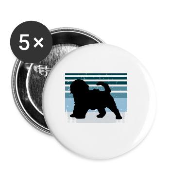 Cockapoo Dog Lover Silhouette Vintage Sunset - Buttons large 2.2''/56 mm (5-pack) - white - Front