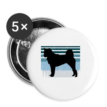 Hokkaido Ken Dog Lover Silhouette Vintage Sunset - Buttons large 2.2''/56 mm (5-pack) - white - Front