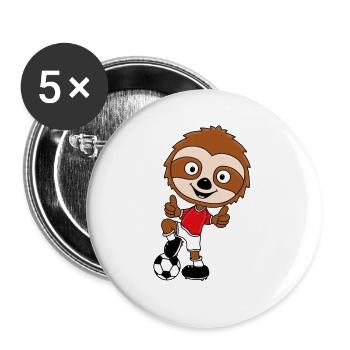 FUßBALL - SPORT - FAULTIER - SUPER - GUT - TIER - Buttons groß 56 mm (5er Pack) - Weiß - Vorne