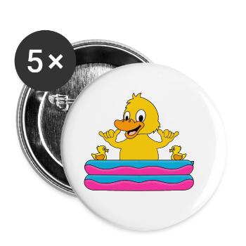 POOL - PLANSCHBECKEN - KÜKEN - ENTE - SHAKA - Buttons groß 56 mm (5er Pack) - Weiß - Vorne