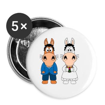 PFERDE - PONYS - HOCHZEIT - HEIRATEN - LIEBE - Buttons groß 56 mm (5er Pack) - Weiß - Vorne