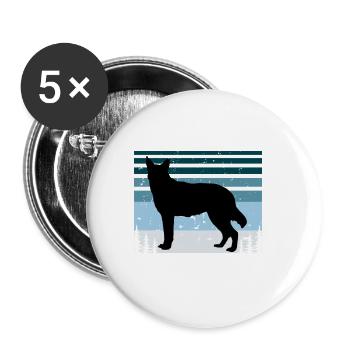 Saarlooswolfhond Hundeliebhaber Silhouette Retro Sonnenuntergang - Buttons groß 56 mm (5er Pack) - Weiß - Vorne