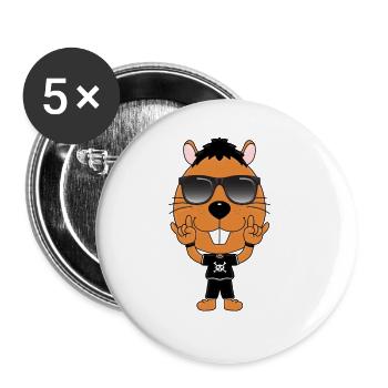 BIBER - OTTER - MARDER - MUSIKER - HEAVY METAL - Buttons groß 56 mm (5er Pack) - Weiß - Vorne