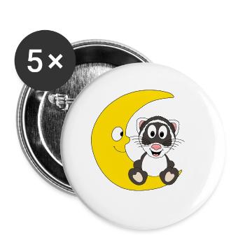 TIER - FRETTCHEN - MOND - KIND - BABY - Buttons groß 56 mm (5er Pack) - Weiß - Vorne