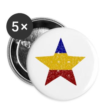 Stars de Roumanie - Lot de 5 grands badges (56 mm) - blanc - Devant