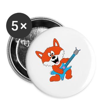 GITARRE - MUSIK - FUCHS - TIER - KIND - BABY - Buttons groß 56 mm (5er Pack) - Weiß - Vorne