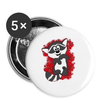 WASCHBÄR - TIER - HERZEN - LIEBE - VERLIEBT - Buttons groß 56 mm (5er Pack) - Weiß - Vorne