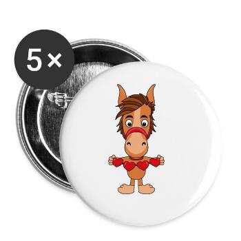 PFERD - PONY - HERZEN - LIEBE - LOVE - TIER - Buttons groß 56 mm (5er Pack) - Weiß - Vorne