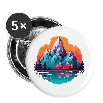Panorama de montagne coloré - Lot de 5 grands badges (56 mm) - blanc - Devant