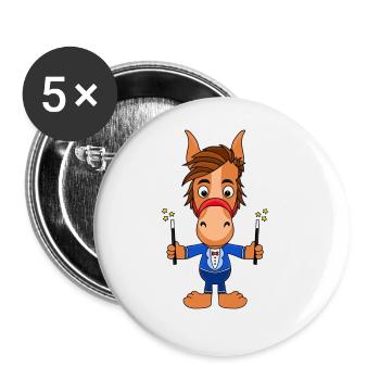 PFERD - ZAUBERER - PONY - REITEN - TIER - MAGIE - Buttons groß 56 mm (5er Pack) - Weiß - Vorne