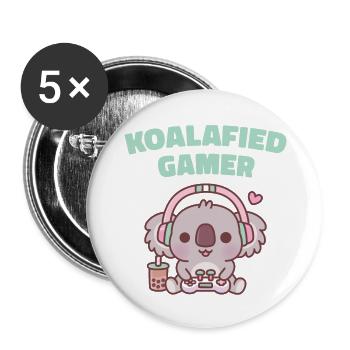 Niedlicher Koala Koalafied Gamer Lustig - Buttons groß 56 mm (5er Pack) - Weiß - Vorne