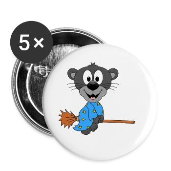 HEXENBESEN - FLIEGEN - HEXE - PANTER - TIER - Buttons groß 56 mm (5er Pack) - Weiß - Vorne