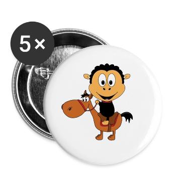 SCHAF - PFERD - PONY - REITEN - TIERE - TIERISCH - Buttons groß 56 mm (5er Pack) - Weiß - Vorne