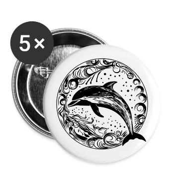 delfin - Buttons groß 56 mm (5er Pack) - Weiß - Vorne