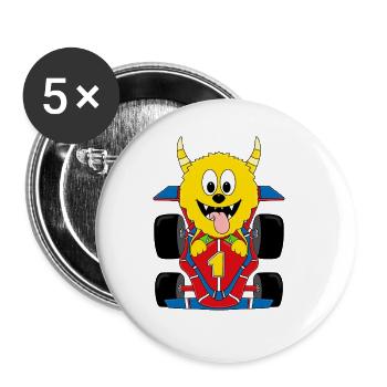 RENNFAHRER - AUTO - MONSTER - RENNAUTO - SPORT - Buttons groß 56 mm (5er Pack) - Weiß - Vorne