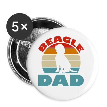 Beagle Dad - Buttons groß 56 mm (5er Pack) - Weiß - Vorne