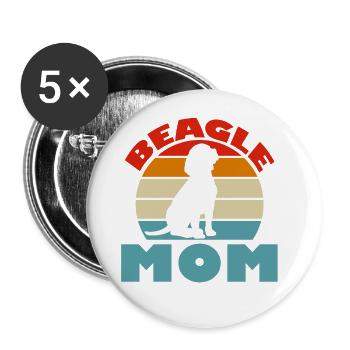 Beagle Mom - Buttons groß 56 mm (5er Pack) - Weiß - Vorne