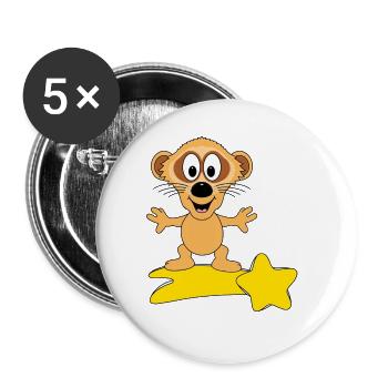 ERDMÄNNCHEN - STERNSCHNUPPE - SURFER - TIER - Buttons groß 56 mm (5er Pack) - Weiß - Vorne