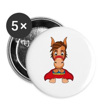 PFERD - PONY - SUPERHELD - TIER - KINDER - BABYS - Buttons groß 56 mm (5er Pack) - Weiß - Vorne