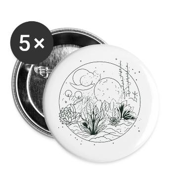 Dessiner la nature - Lot de 5 grands badges (56 mm) - blanc - Devant