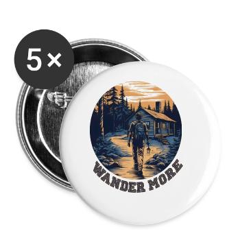 Wander More, Hiking Shirt, Camp, Hiking, Gift - Buttons large 2.2''/56 mm (5-pack) - white - Front