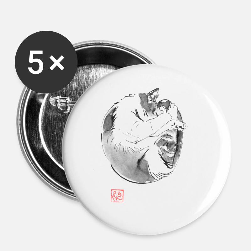 Round Cat - Buttons large 2.2''/56 mm (5-pack) - white