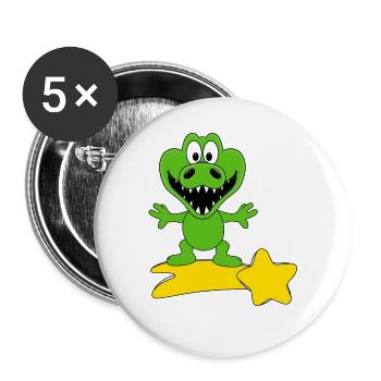 KROKODIL - STERNSCHNUPPE - Buttons groß 56 mm (5er Pack) - Weiß - Vorne
