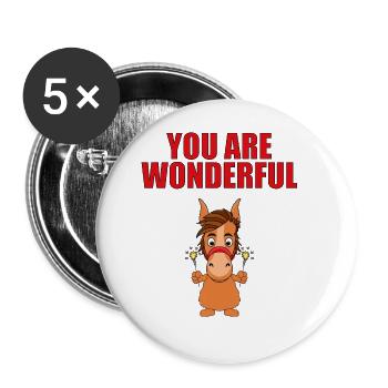 YOU ARE WONDERFUL - PFERD - PONY - Buttons groß 56 mm (5er Pack) - Weiß - Vorne
