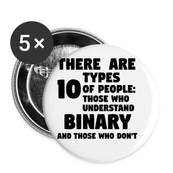 there are 10 types of people - binär - Buttons groß 56 mm (5er Pack) - Weiß - Vorne