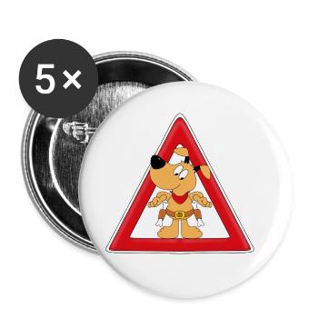 ACHTUNG COWBOY - HUND - Buttons groß 56 mm (5er Pack) - Weiß - Vorne