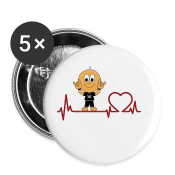HERZSCHLAG - BABY - MUSIKER - LIEBE - Buttons groß 56 mm (5er Pack) - Weiß - Vorne
