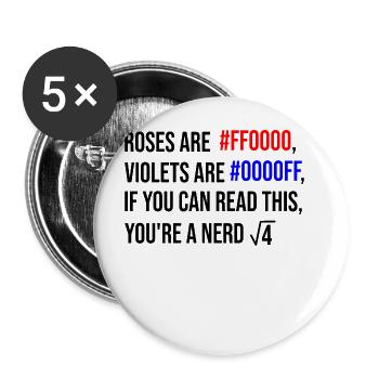Roses are red, violets are blue - nerd edition - Buttons groß 56 mm (5er Pack) - Weiß - Vorne