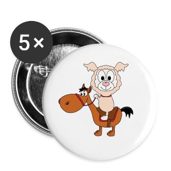 LAMA - PFERD - REITEN - Buttons groß 56 mm (5er Pack) - Weiß - Vorne