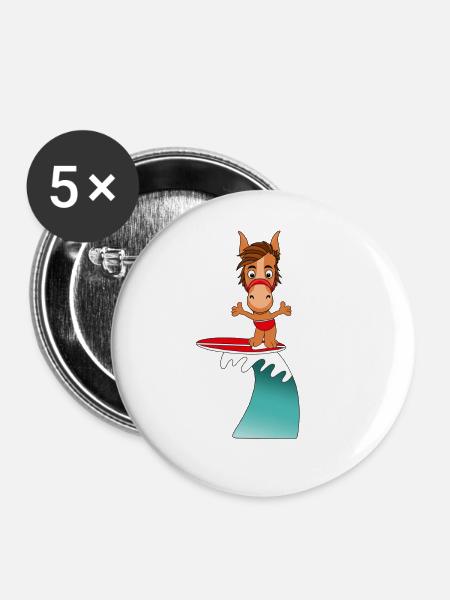 WELLENREITER - PFERD - Buttons groß 56 mm (5er Pack) - Weiß