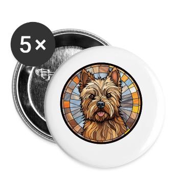 Cairn Terrier Hunderasse Aquarellglas - Buttons groß 56 mm (5er Pack) - Weiß - Vorne