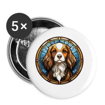 Cavalier King Charles Spaniel Dog Race Aquarelle - Lot de 5 grands badges (56 mm) - blanc - Devant