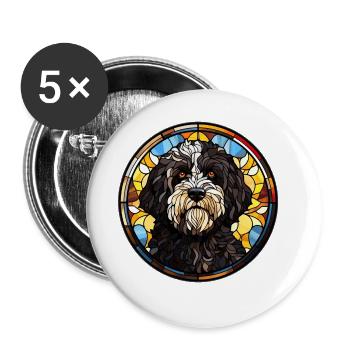Portuguese Water Dog Breed Watercolor Glass - Buttons large 2.2''/56 mm (5-pack) - white - Front