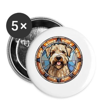 Wheaten Terrier à poil doux Race de chien Aquarelle G - Lot de 5 grands badges (56 mm) - blanc - Devant