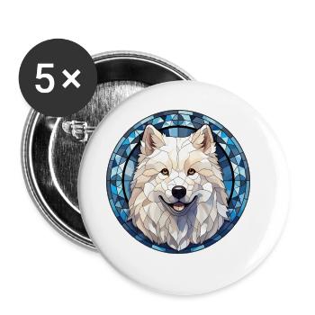 Samoyed Dog Breed Watercolor Glass - Buttons large 2.2''/56 mm (5-pack) - white - Front
