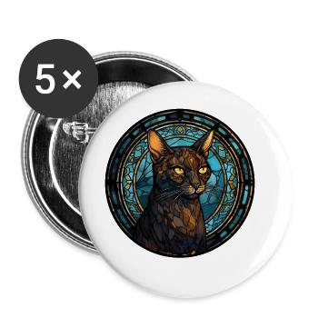 Asiatische Katzenrasse Aquarellglas - Buttons groß 56 mm (5er Pack) - Weiß - Vorne