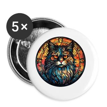 Cymric Cat Breed Aquarelle Verre - Lot de 5 grands badges (56 mm) - blanc - Devant