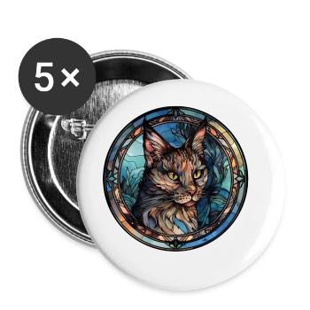 Donskoy Cat Breed Aquarelle Verre - Lot de 5 grands badges (56 mm) - blanc - Devant