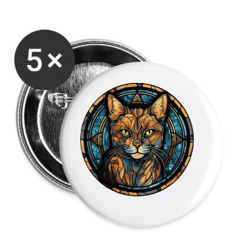 Cyprus Cat Breed Aquarelle Verre - Lot de 5 grands badges (56 mm) - blanc - Devant
